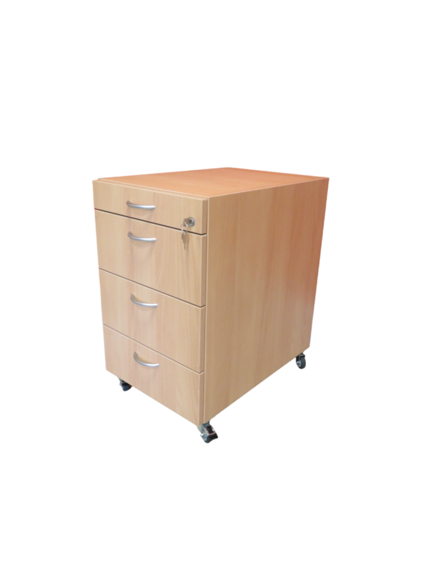 Bürocontainer Schubladenschrank mit 3 Auszügen und Materialschublade und Rollen